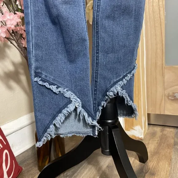 Democracy Ab Technology Skinny Jeans Women's Size 2 Dark Wash Raw Hem Ankle - Picture 3 of 9